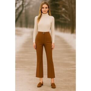 Veronica Beard SZ 00 Arte Slim Pant Split Hem Dark Ochre